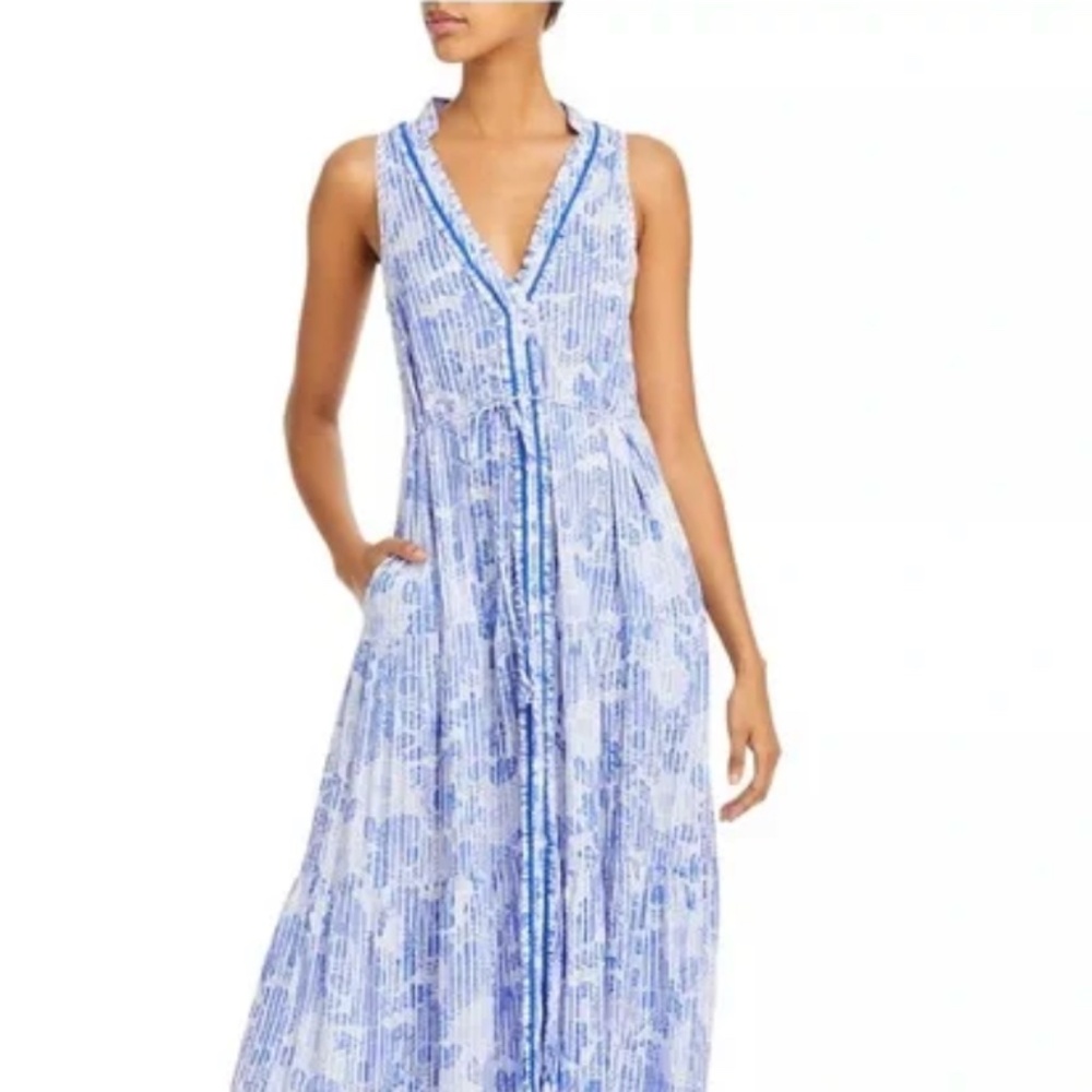 Poupette St Barth Light Blue & White Floral Maxi Dress